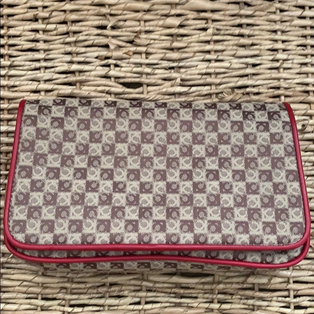 Beige & Red Small Hand Bag